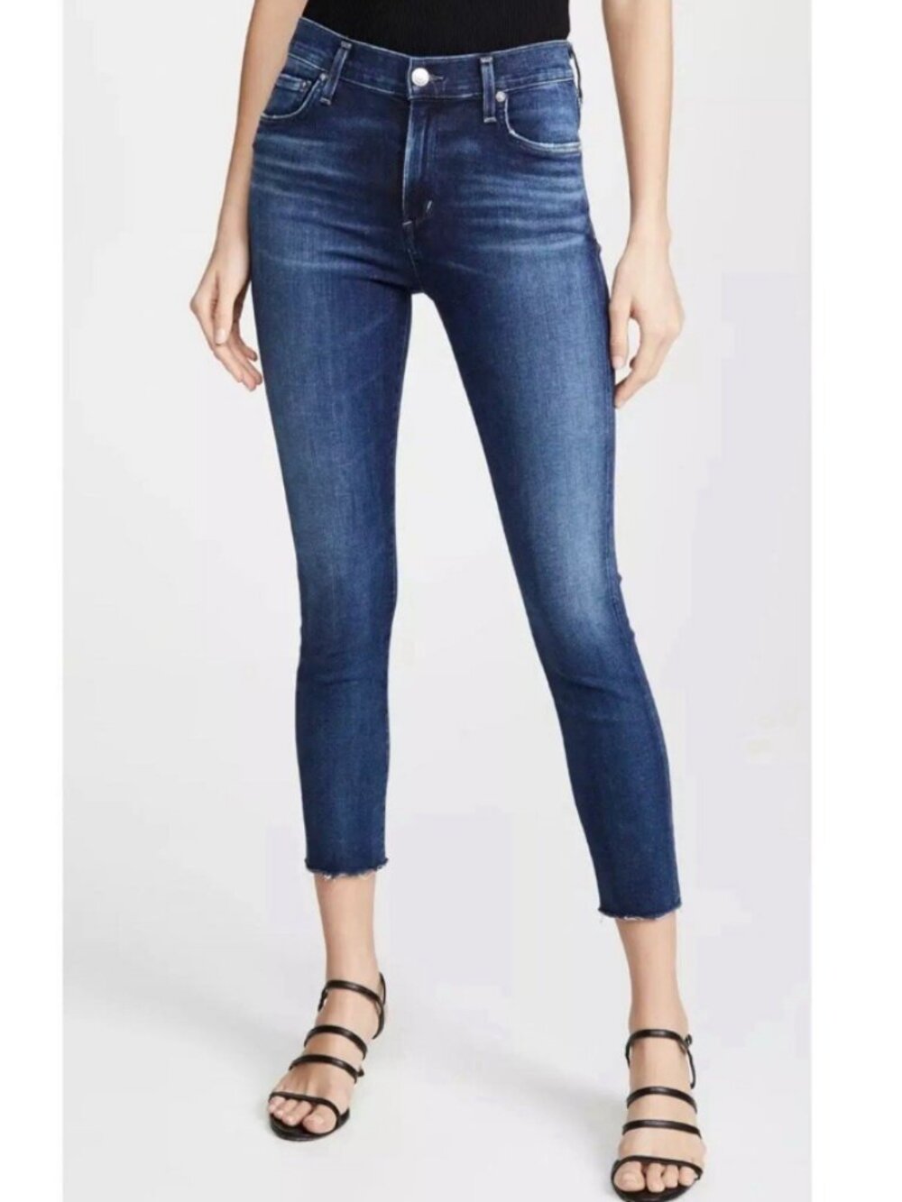 AGOLDE Sophie High Rise Raw Hem Crop Skinny Mid-Dark Wash Jeans EUC - 29